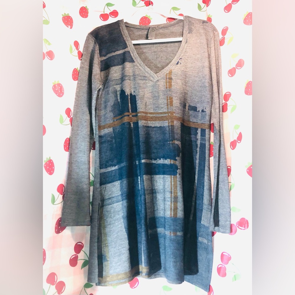 Go Couture Charcoal Gray Knit Top with Contrast Trim